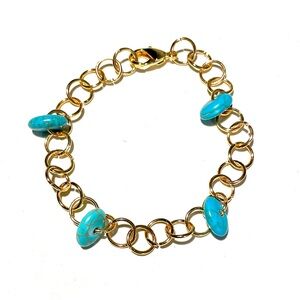 Hand Crafted 18k Gold Plated and Turquoise Dyed Howlite Stone Bracelet